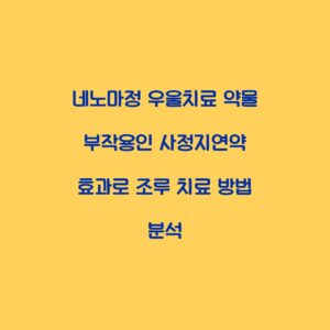 네노마정 우울치료 약물 부작용인 사정지연약 효과로 조루 치료 방법 분석
