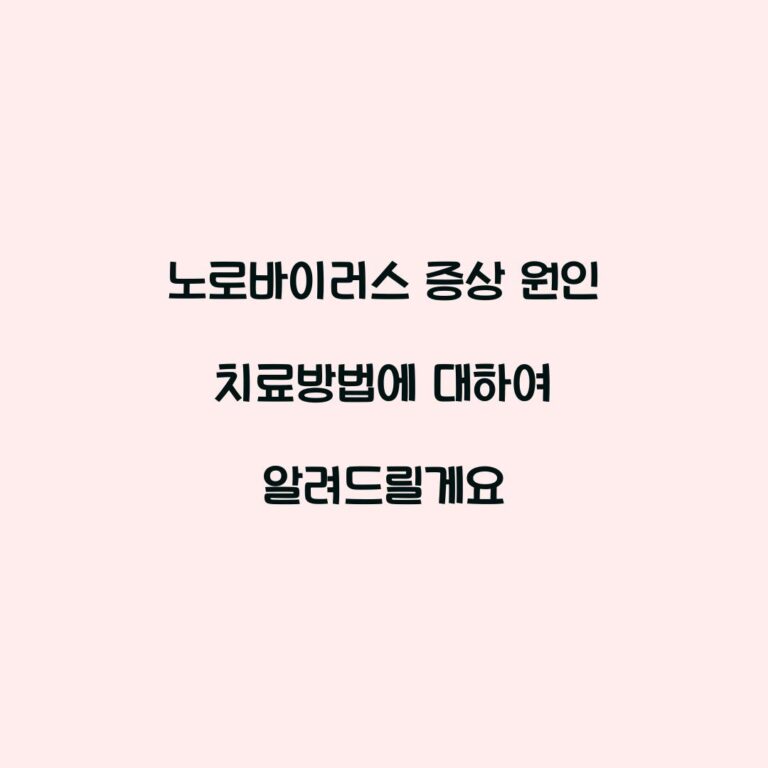 노로바이러스 증상 원인 치료방법에 대하여 알려드릴게요