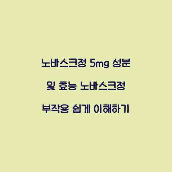 노바스크정 5mg 성분 및 효능 노바스크정 부작용 쉽게 이해하기