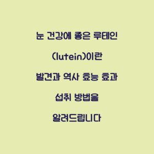 눈 건강에 좋은 루테인(lutein)이란 발견과 역사 효능 효과 섭취 방법을 알려드립니다
