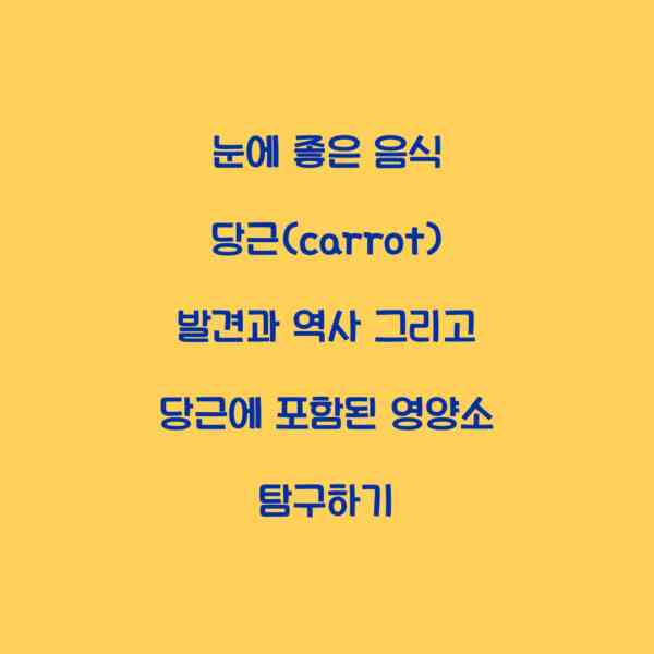 눈에 좋은 음식 당근(carrot) 발견과 역사 그리고 당근에 포함된 영양소 탐구하기