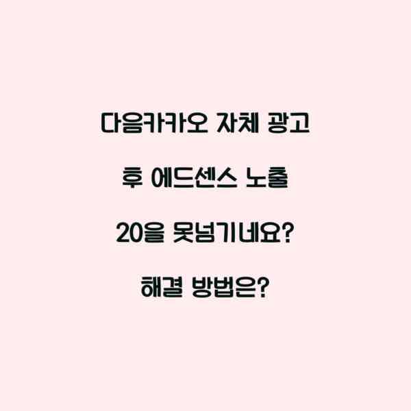 다음카카오 자체 광고 후 에드센스 노출 20을 못넘기네요? 해결 방법은?