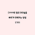다이어트 탈모 머리숱을 빠르게 회복하는 방법 5가지