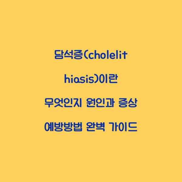 담석증(cholelithiasis)이란 무엇인지 원인과 증상 예방방법 완벽 가이드