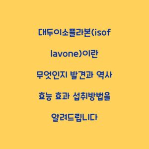 대두이소플라본(isoflavone)이란 무엇인지 발견과 역사 효능 효과 섭취방법을 알려드립니다