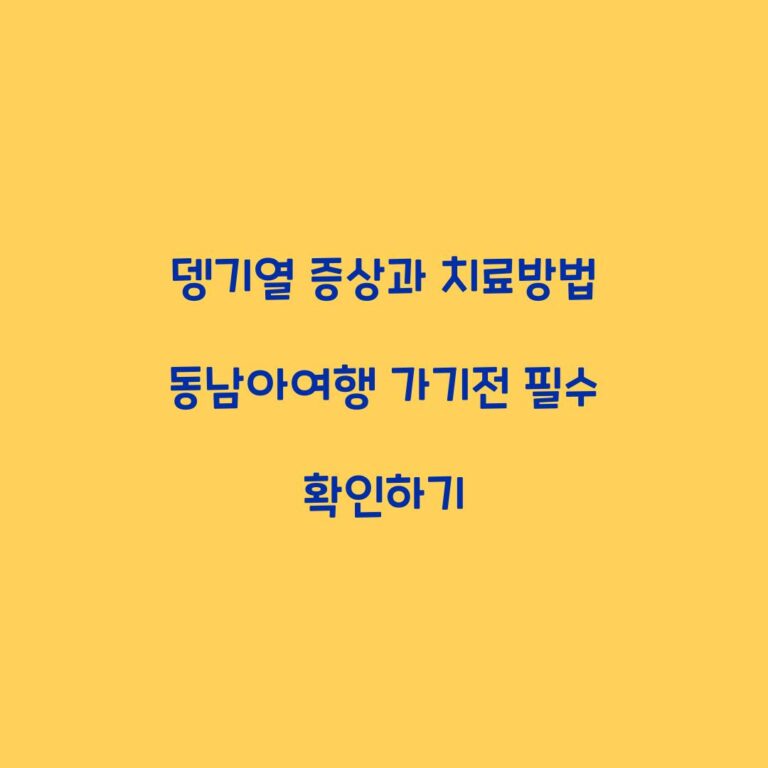 뎅기열 증상과 치료방법 동남아여행 가기전 필수 확인하기