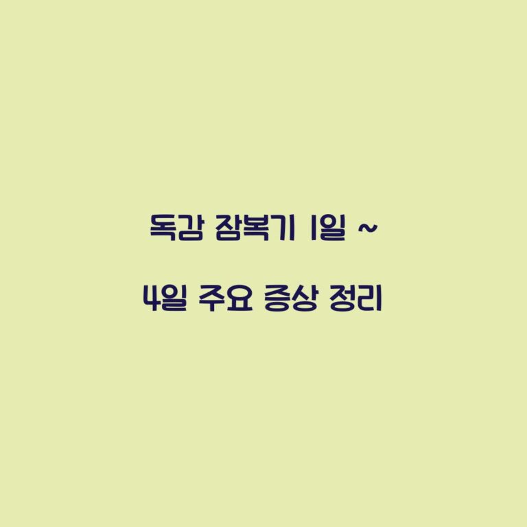 독감 잠복기 1일 ~ 4일 주요 증상 정리