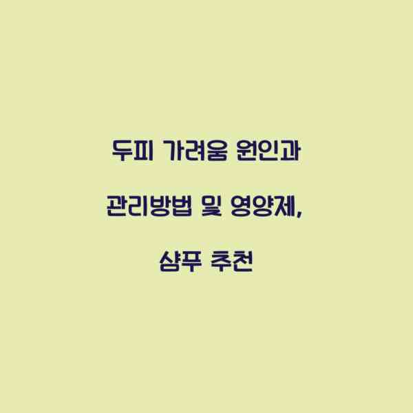 두피 가려움 원인과 관리방법 및 영양제, 샴푸 추천