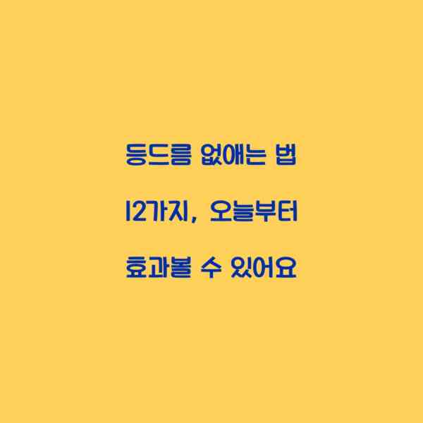 등드름 없애는 법 12가지, 오늘부터 효과볼 수 있어요