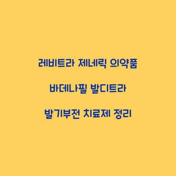 레비트라 제네릭 의약품 바데나필 발디트라 발기부전 치료제 정리