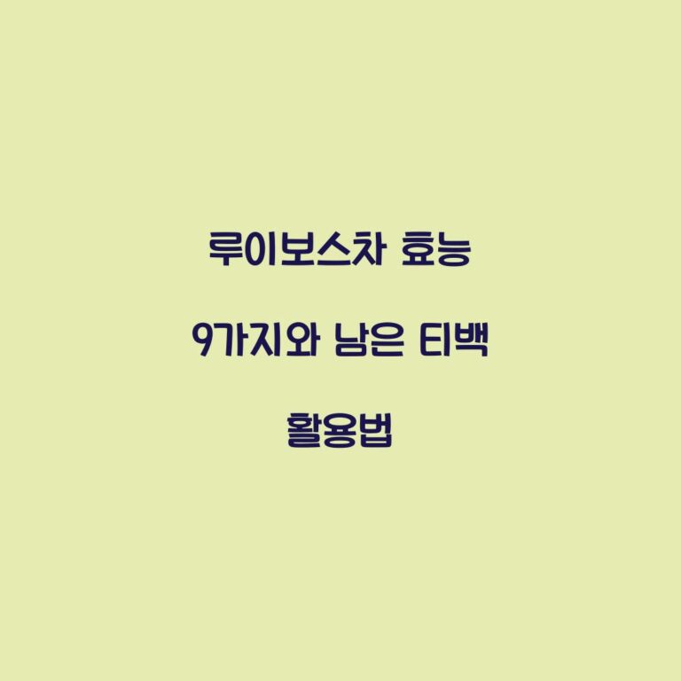 루이보스차 효능 9가지와 남은 티백 활용법