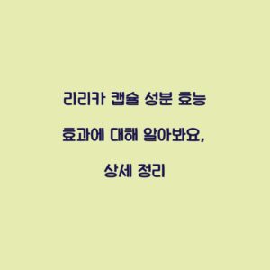 리리카 캡슐 성분 효능 효과에 대해 알아봐요, 상세 정리