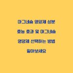 마그네슘 영양제 성분 효능 효과 및 마그네슘 영양제 선택하는 방법 알아보세요