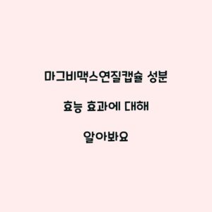 마그비맥스연질캡슐 성분 효능 효과에 대해 알아봐요