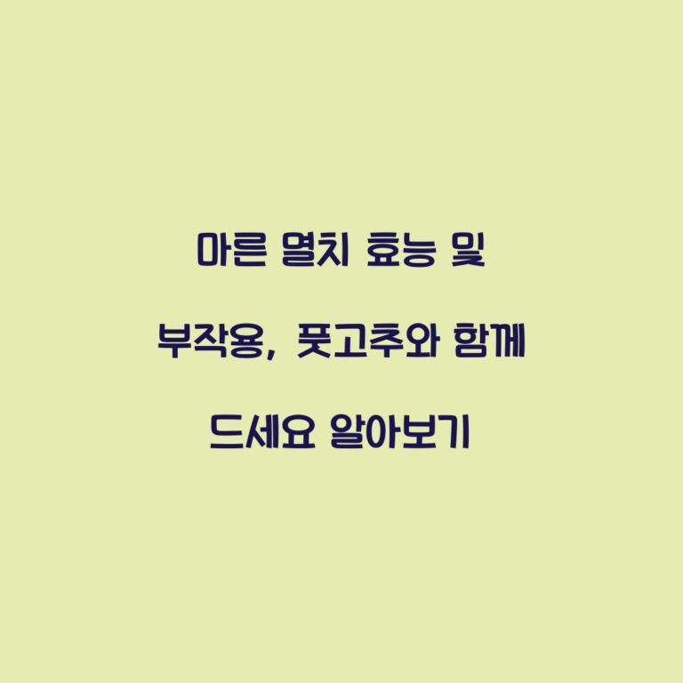 마른 멸치 효능 및 부작용, 풋고추와 함께 드세요 알아보기