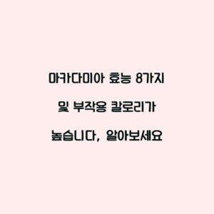 마카다미아 효능 8가지 및 부작용 칼로리가 높습니다, 알아보세요