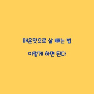 매운맛으로 살 빼는 법 이렇게 하면 된다