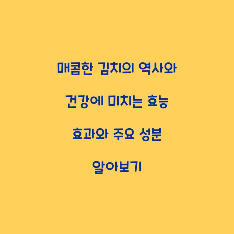 매콤한 김치의 역사와 건강에 미치는 효능 효과와 주요 성분 알아보기
