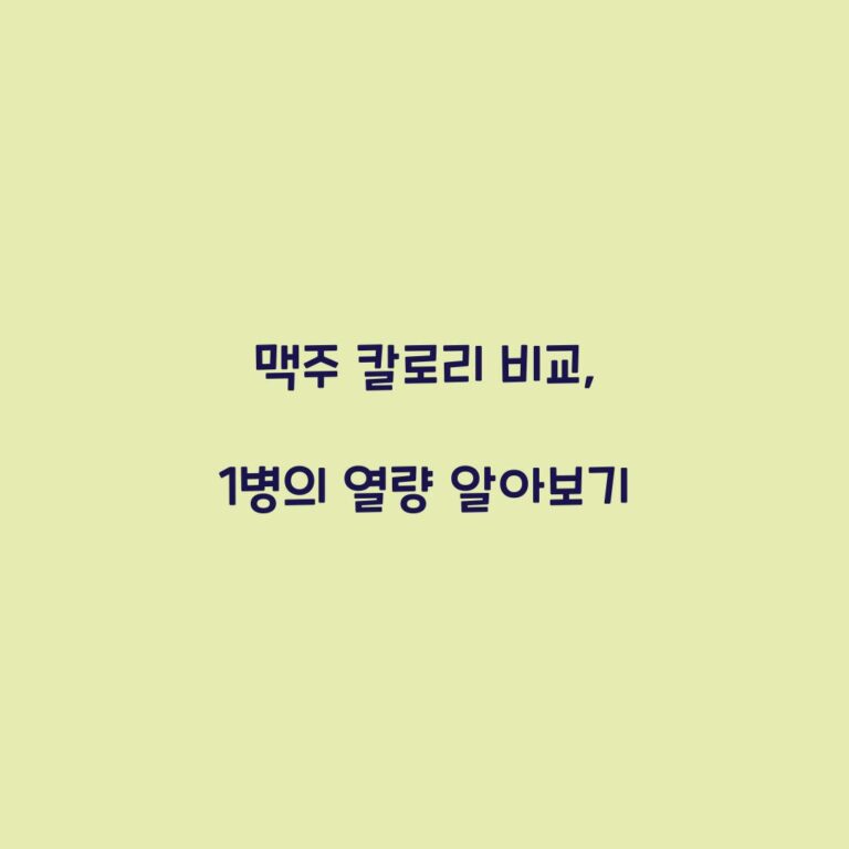 맥주 칼로리 비교, 1병의 열량 알아보기