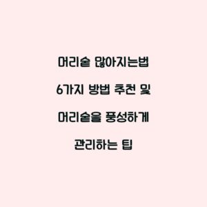 머리숱 많아지는법 6가지 방법 추천 및 머리숱을 풍성하게 관리하는 팁