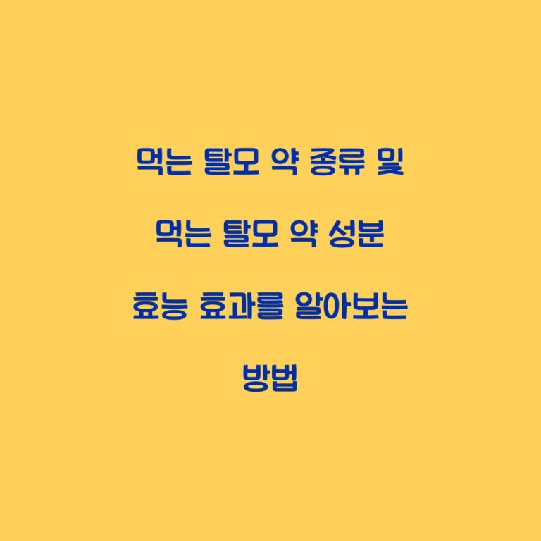 먹는 탈모 약 종류 및 먹는 탈모 약 성분 효능 효과를 알아보는 방법