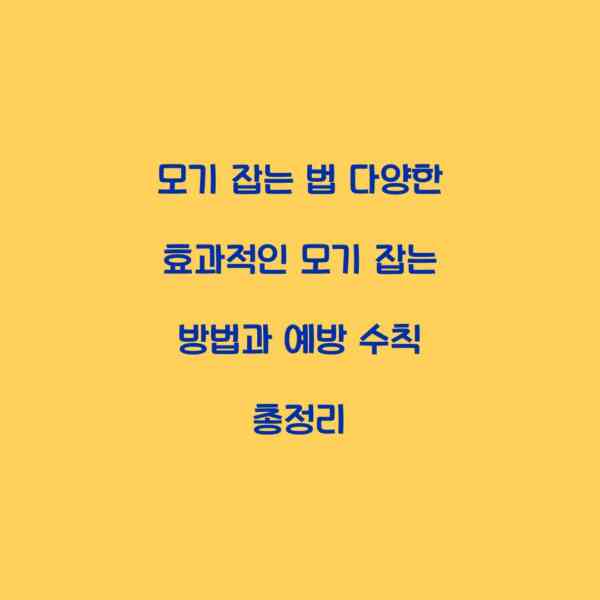 모기 잡는 법 다양한 효과적인 모기 잡는 방법과 예방 수칙 총정리