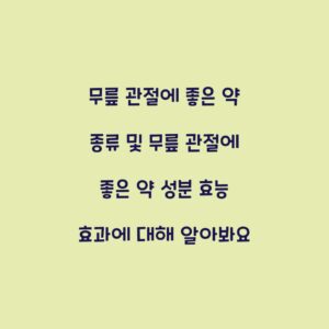 무릎 관절에 좋은 약 종류 및 무릎 관절에 좋은 약 성분 효능 효과에 대해 알아봐요