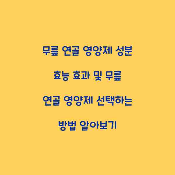 무릎 연골 영양제 성분 효능 효과 및 무릎 연골 영양제 선택하는 방법 알아보기