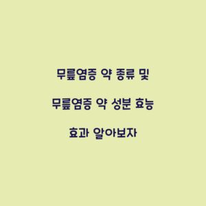 무릎염증 약 종류 및 무릎염증 약 성분 효능 효과 알아보자