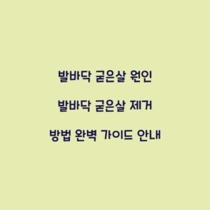 발바닥 굳은살 원인 발바닥 굳은살 제거 방법 완벽 가이드 안내
