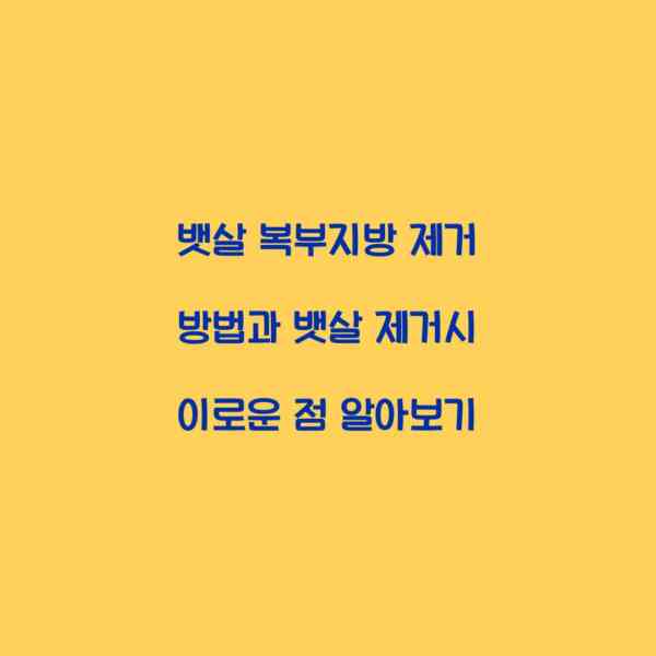 뱃살 복부지방 제거 방법과 뱃살 제거시 이로운 점 알아보기