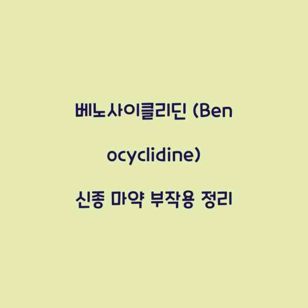 베노사이클리딘 (Benocyclidine) 신종 마약 부작용 정리