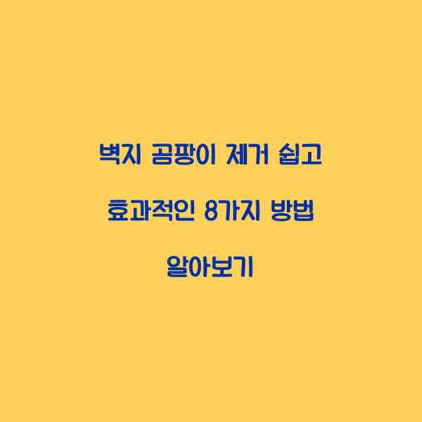 벽지 곰팡이 제거 쉽고 효과적인 8가지 방법 알아보기