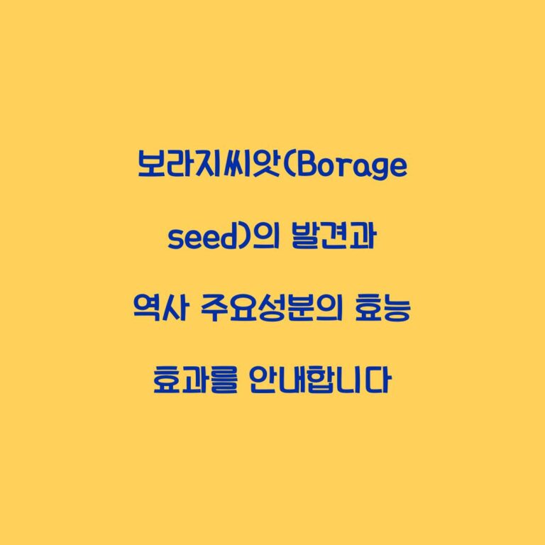 보라지씨앗(Borage seed)의 발견과 역사 주요성분의 효능 효과를 안내합니다
