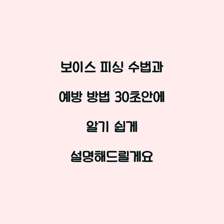 보이스 피싱 수법과 예방 방법 30초안에 알기 쉽게 설명해드릴게요