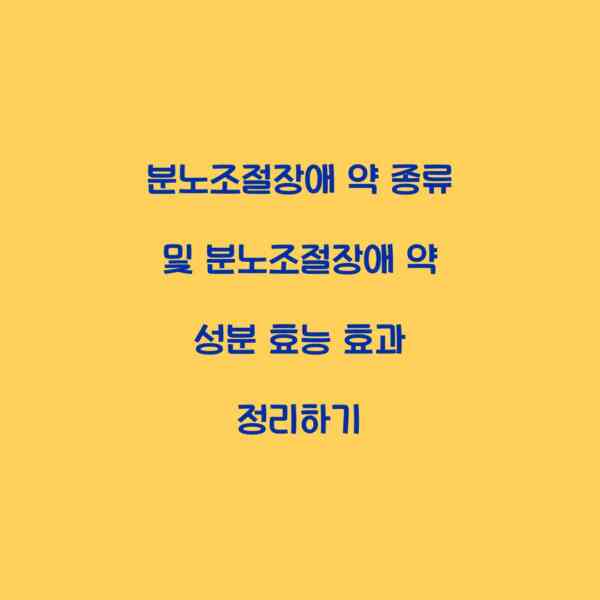 분노조절장애 약 종류 및 분노조절장애 약 성분 효능 효과 정리하기