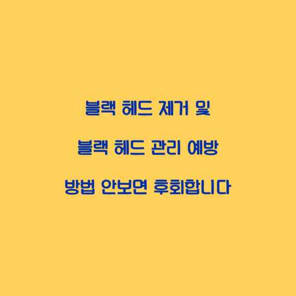 블랙 헤드 제거 및 블랙 헤드 관리 예방 방법 안보면 후회합니다