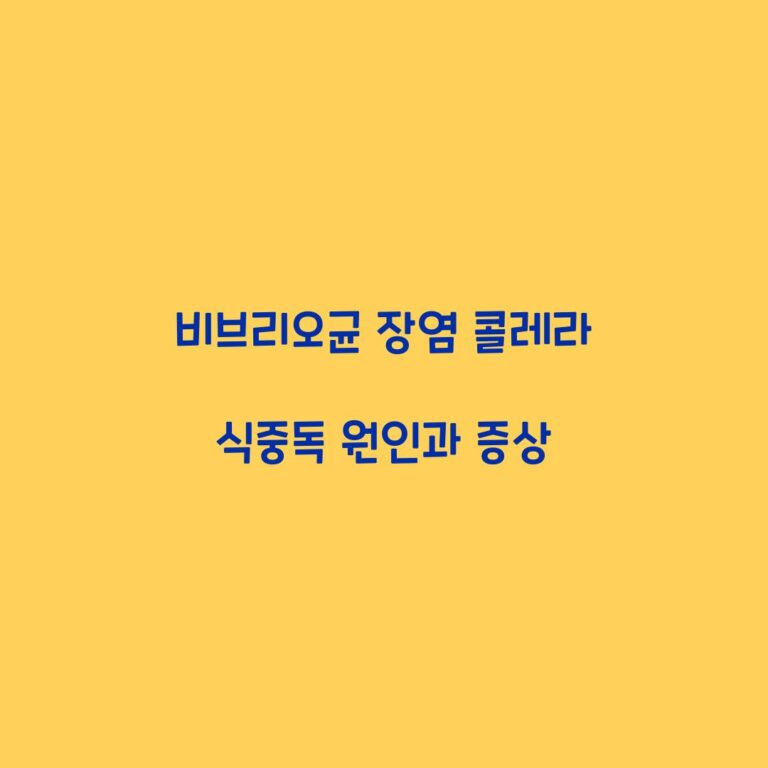 비브리오균 장염 콜레라 식중독 원인과 증상
