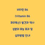 비타민 B6 (Vitamin B6 피리독신) 발견과 역사 성분의 효능 효과 및 섭취방법 안내