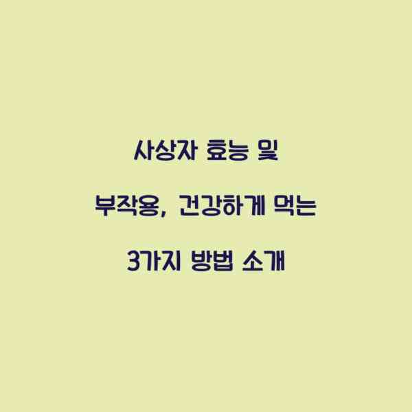 사상자 효능 및 부작용, 건강하게 먹는 3가지 방법 소개