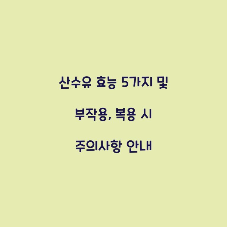 산수유 효능 5가지 및 부작용, 복용 시 주의사항 안내