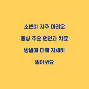 소변이 자주 마려운 증상 주요 원인과 치료 방법에 대해 자세히 알아봐요