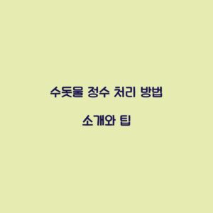 수돗물 정수 처리 방법 소개와 팁