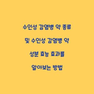 수인성 감염병 약 종류 및 수인성 감염병 약 성분 효능 효과를 알아보는 방법