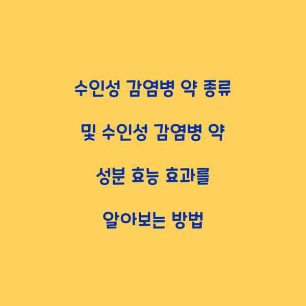 수인성 감염병 약 종류 및 수인성 감염병 약 성분 효능 효과를 알아보는 방법