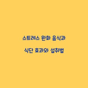 스트레스 완화 음식과 식단 효과와 섭취법