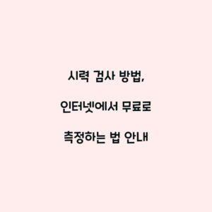 시력 검사 방법, 인터넷에서 무료로 측정하는 법 안내