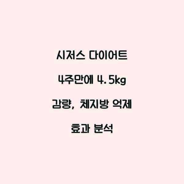 시저스 다이어트 4주만에 4.5kg 감량, 체지방 억제 효과 분석