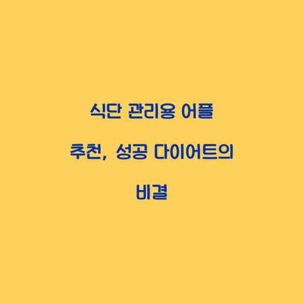 식단 관리용 어플 추천, 성공 다이어트의 비결
