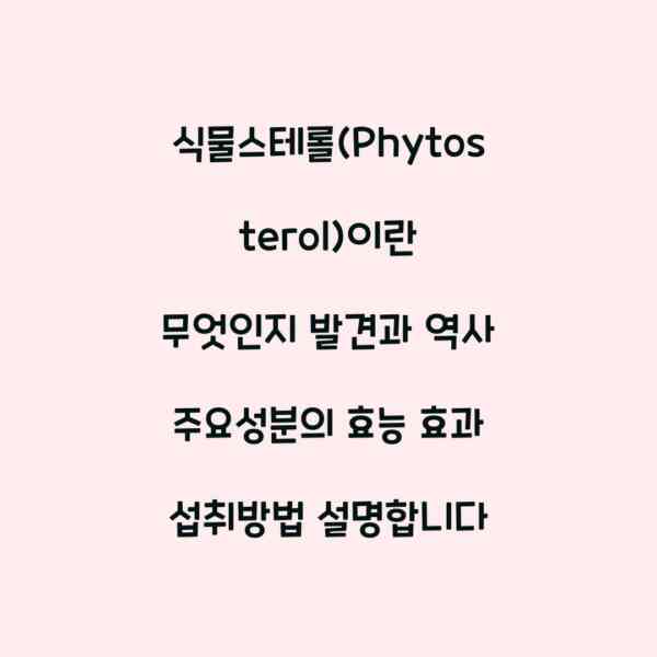 식물스테롤(Phytosterol)이란 무엇인지 발견과 역사 주요성분의 효능 효과 섭취방법 설명합니다